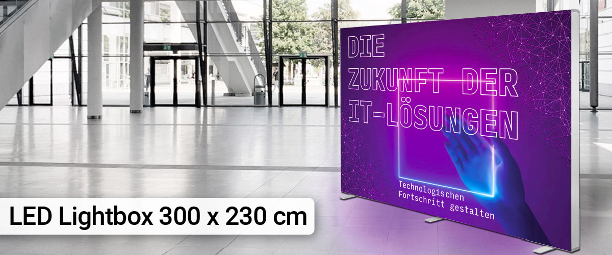 LED Leuchtkasten, LED Spannrahmen, LED Textilrahmen, Leuchtkasten mit Druck, LED lightbox display, illuminated fabric frame, backlit fabric lightbox