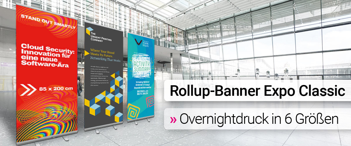 Rollup-Banner-Messe-Stuttgart_5 Rollup 85 × 200 cm drucken lassen – hochwertig, schnell & zuverlässig. Expressdruck mit Lieferung direkt zur Messe Stuttgart. Jetzt anfragen!