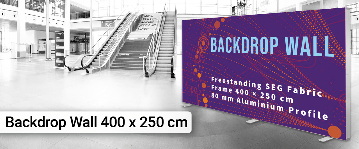 SEG Backdrop Wall 400x250 cm | 80mm Frame & Textile Print