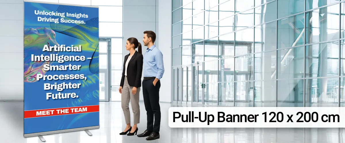 Pull-Up Banner 120 × 200 cm – Fast. Reliable. Professional.