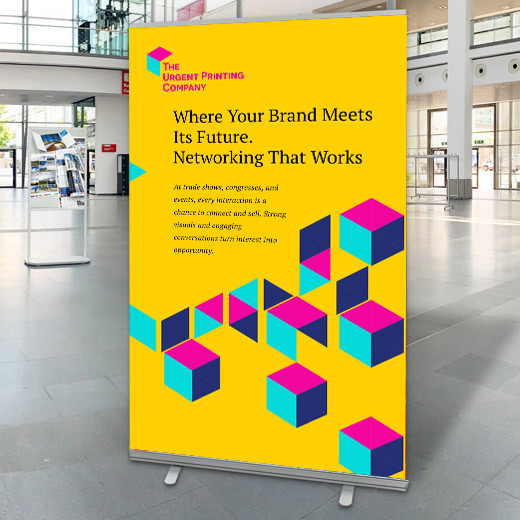 Need Pull-up banners fast? We offer urgent B2B printing for expo displays in 7 sizes. Reliable express delivery across Europe for your next event.