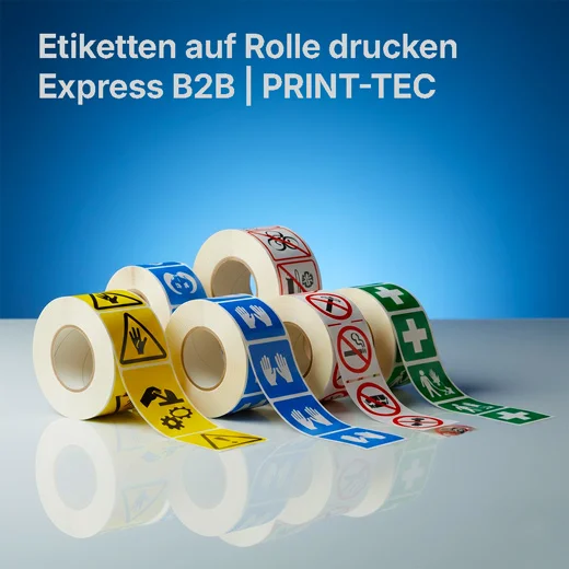 Etiketten auf Rolle drucken lassen Rollenetiketten drucken Etiketten auf Rolle B2B Produktetiketten auf Rolle Etiketten Expressdruck Rollenetiketten schnell liefern Etiketten mit Wunschformat Barcode Etiketten Rolle