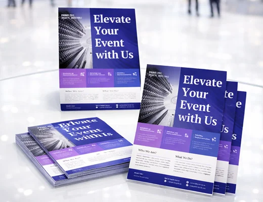 company fact sheet flyers printed on premium paper for conferences