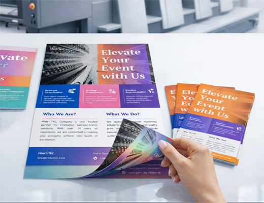 company fact sheet flyers printed for conferences and events - 200 gsm