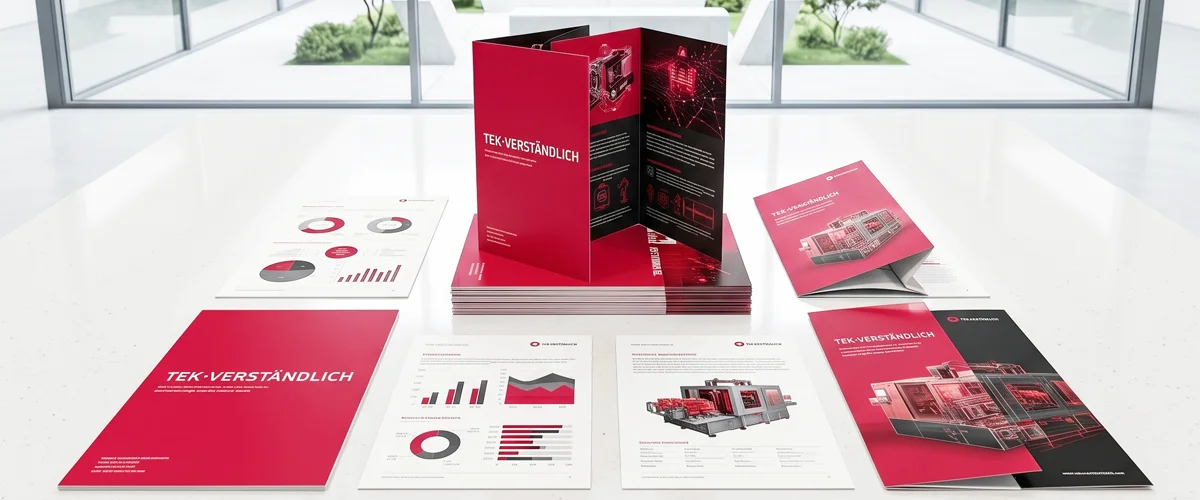 Where can I print product datasheets for a trade show in Germany