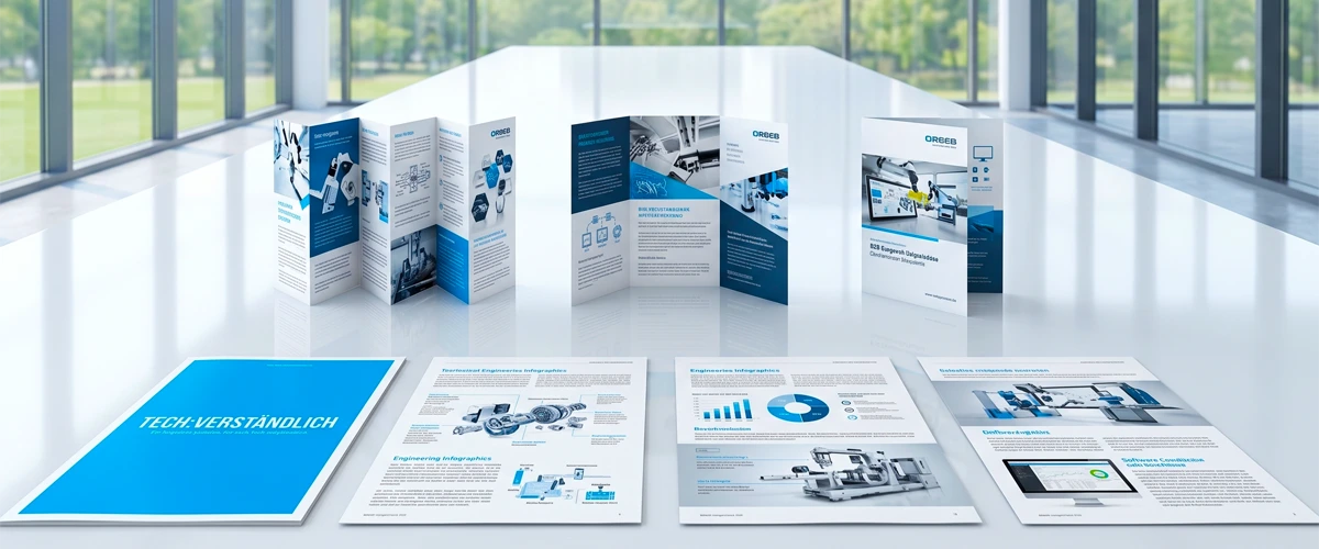 Where can I print product datasheets for a trade show in Germany