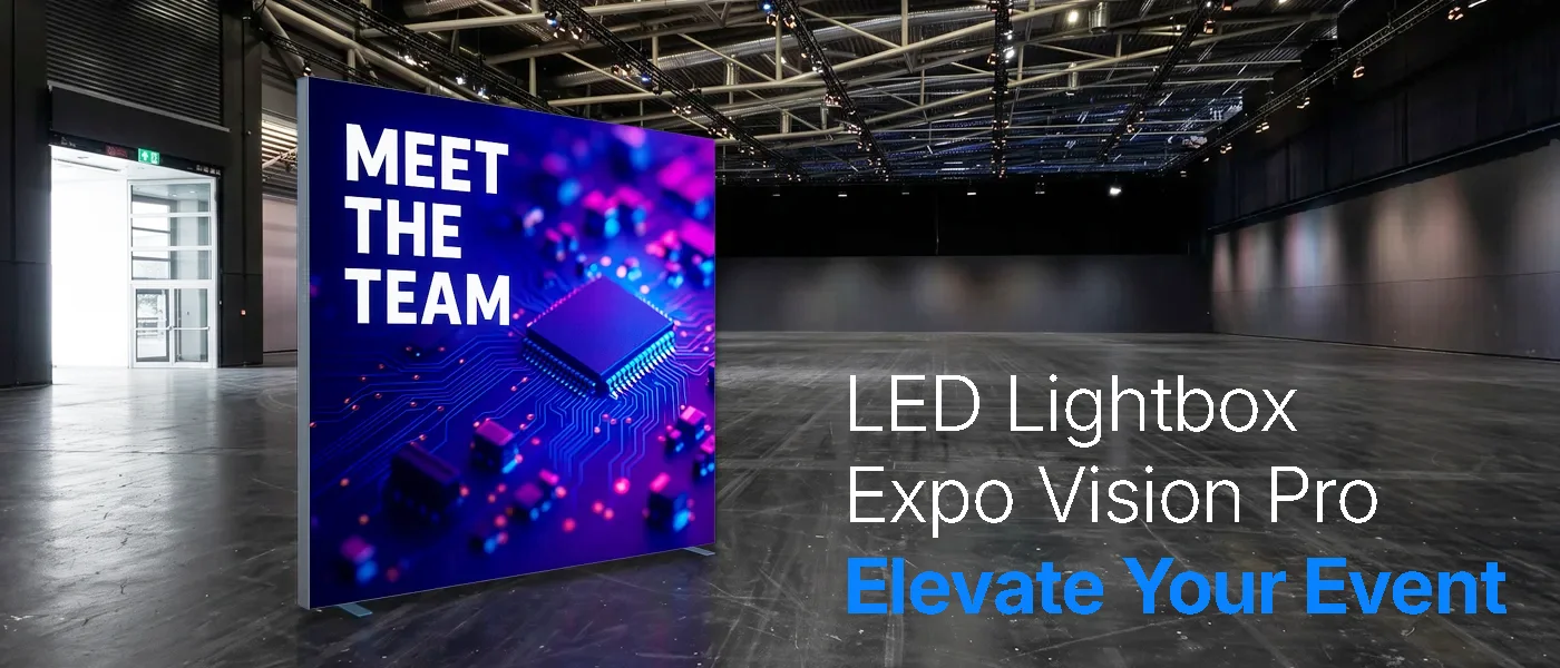 Freistehende LED Lightbox mit bedruckter Textilgrafik