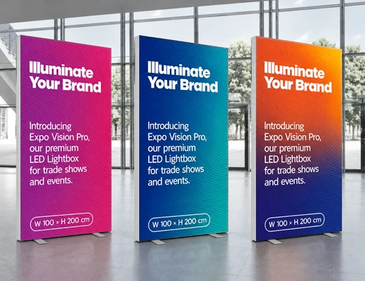 Meet Expo Vision Pro, the illuminated display designed for maximum brand visibility.